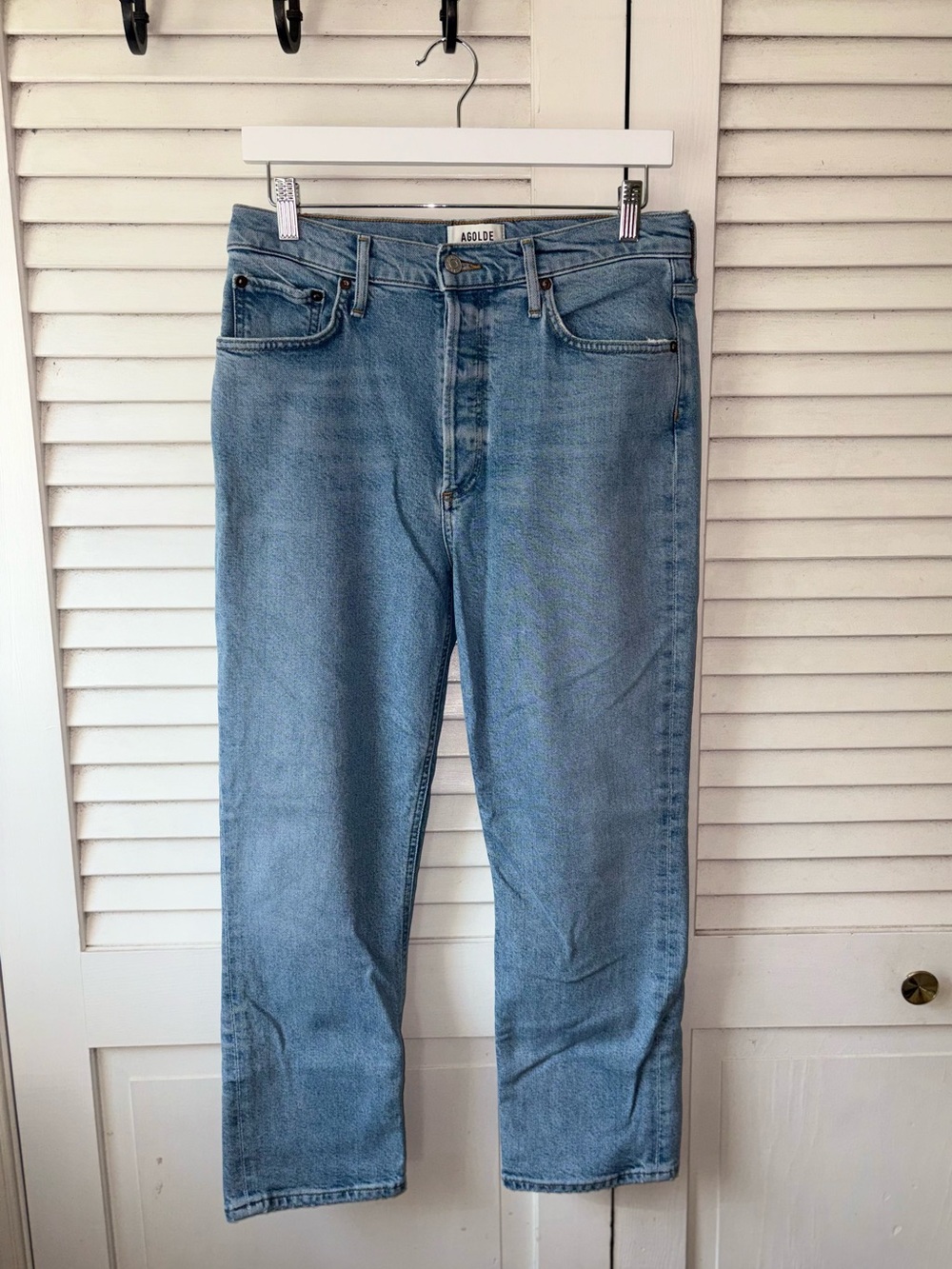 AGOLDE Riley High Rise Straight Crop Jeans 28 Light Wash Organic Cotton - Picture 2 of 5